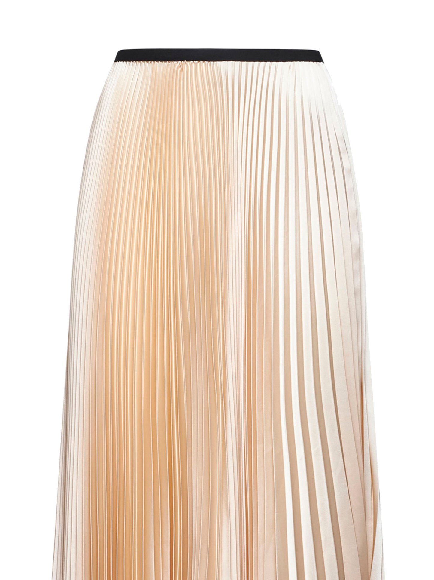 Beige satin pleated long skirt