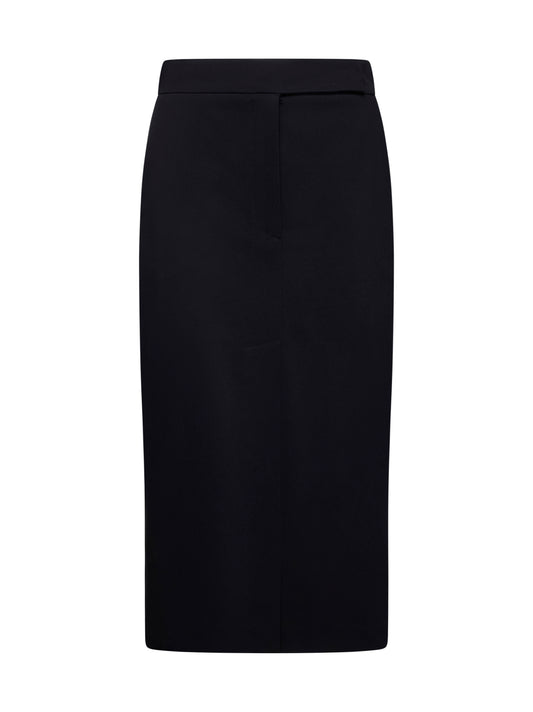 Gonna midi a tubino in gabardina nera