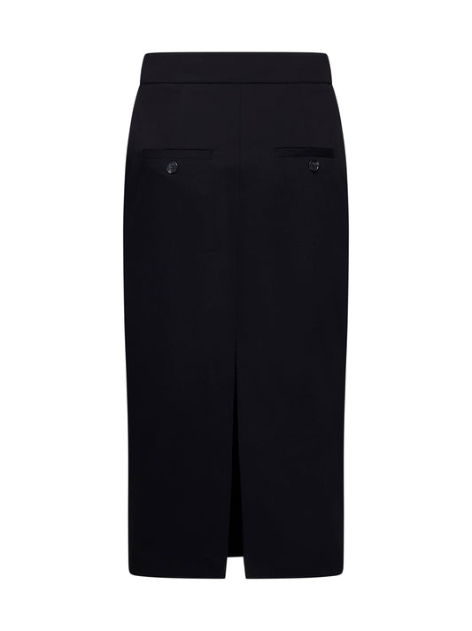 Gonna midi a tubino in gabardina nera