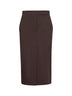 Gonna midi a tubino Galizia in cady stretch marrone