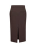 Gonna midi a tubino Galizia in cady stretch marrone