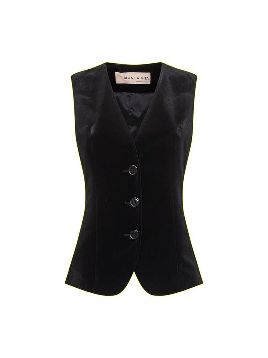 Onyx stretch velvet Galky vest