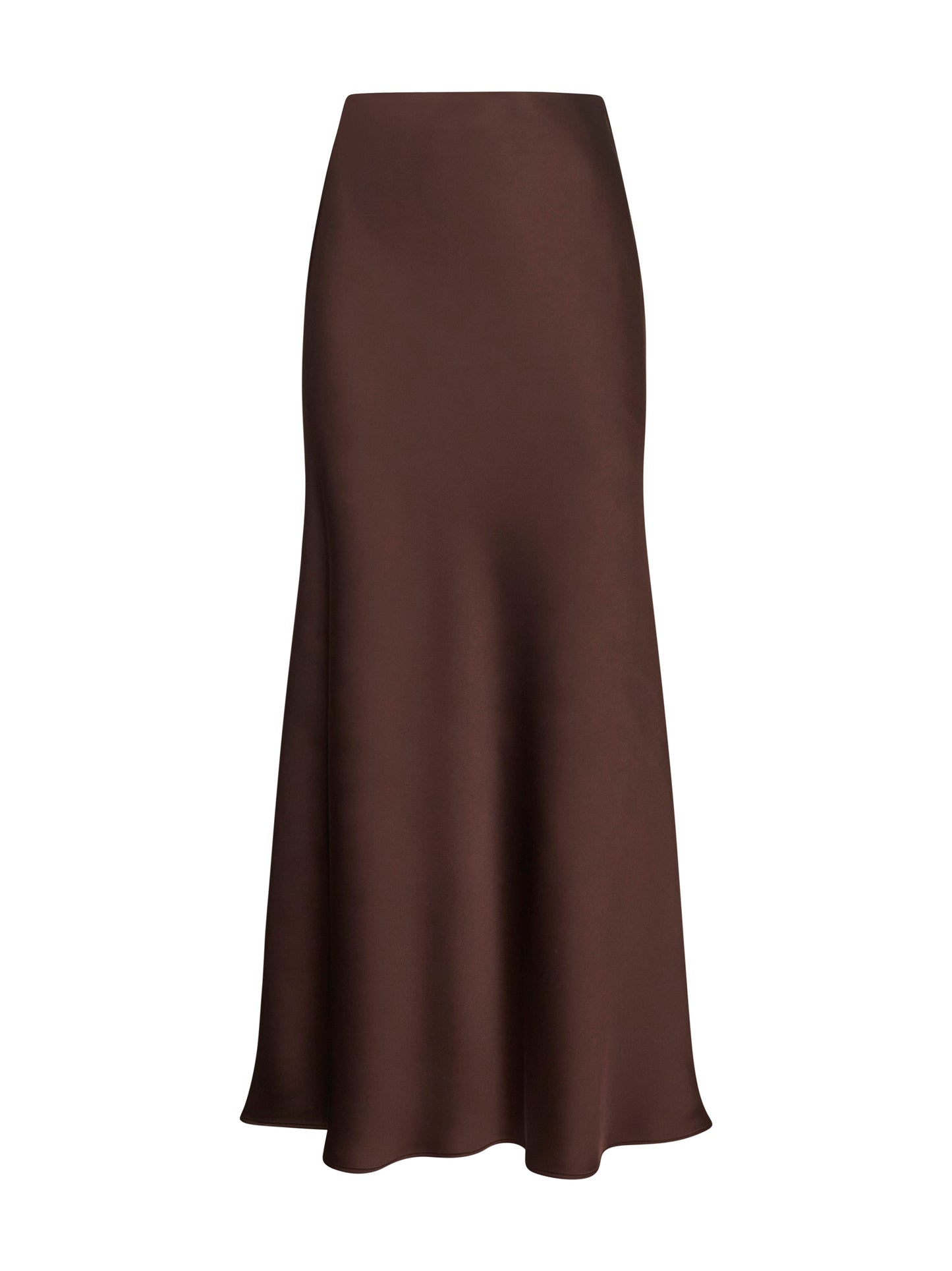 Coffee satin Garra long flared skirt