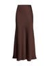 Coffee satin Garra long flared skirt