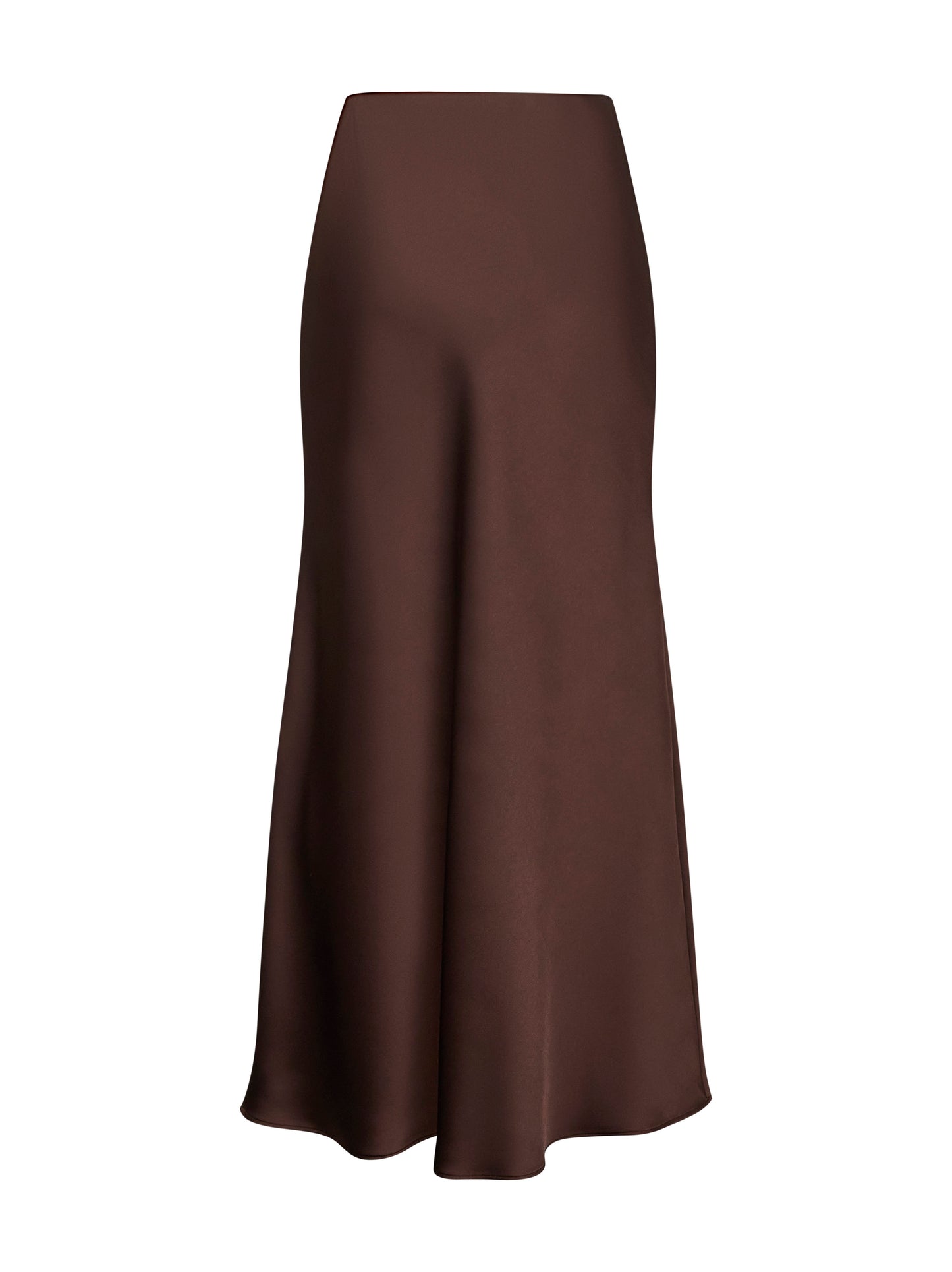 Coffee satin Garra long flared skirt