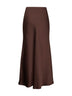 Coffee satin Garra long flared skirt