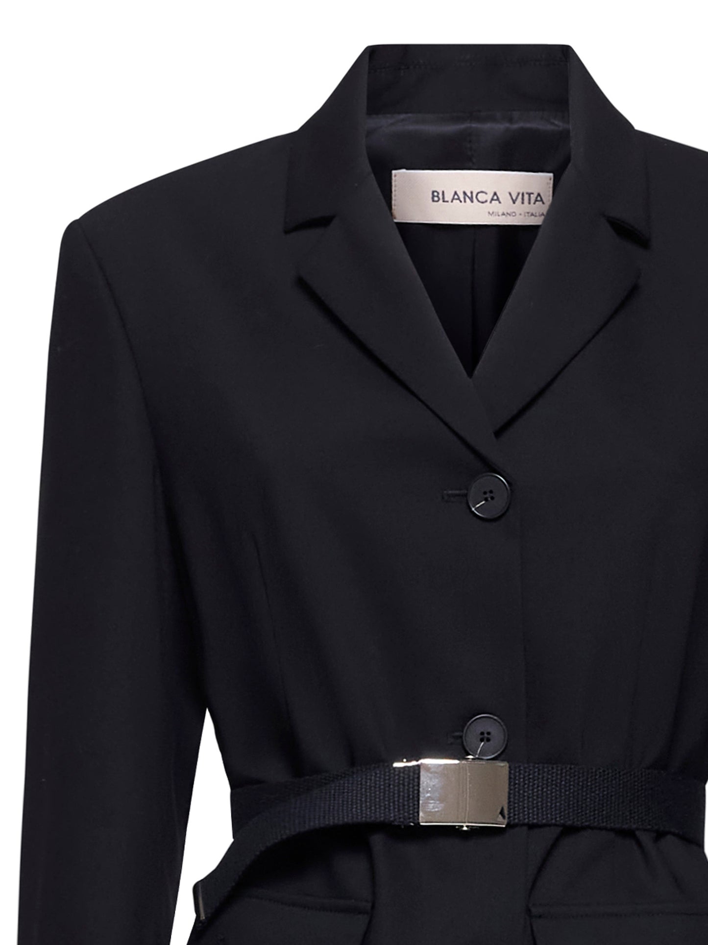 Giacca con cintura Genova in gabardina nera