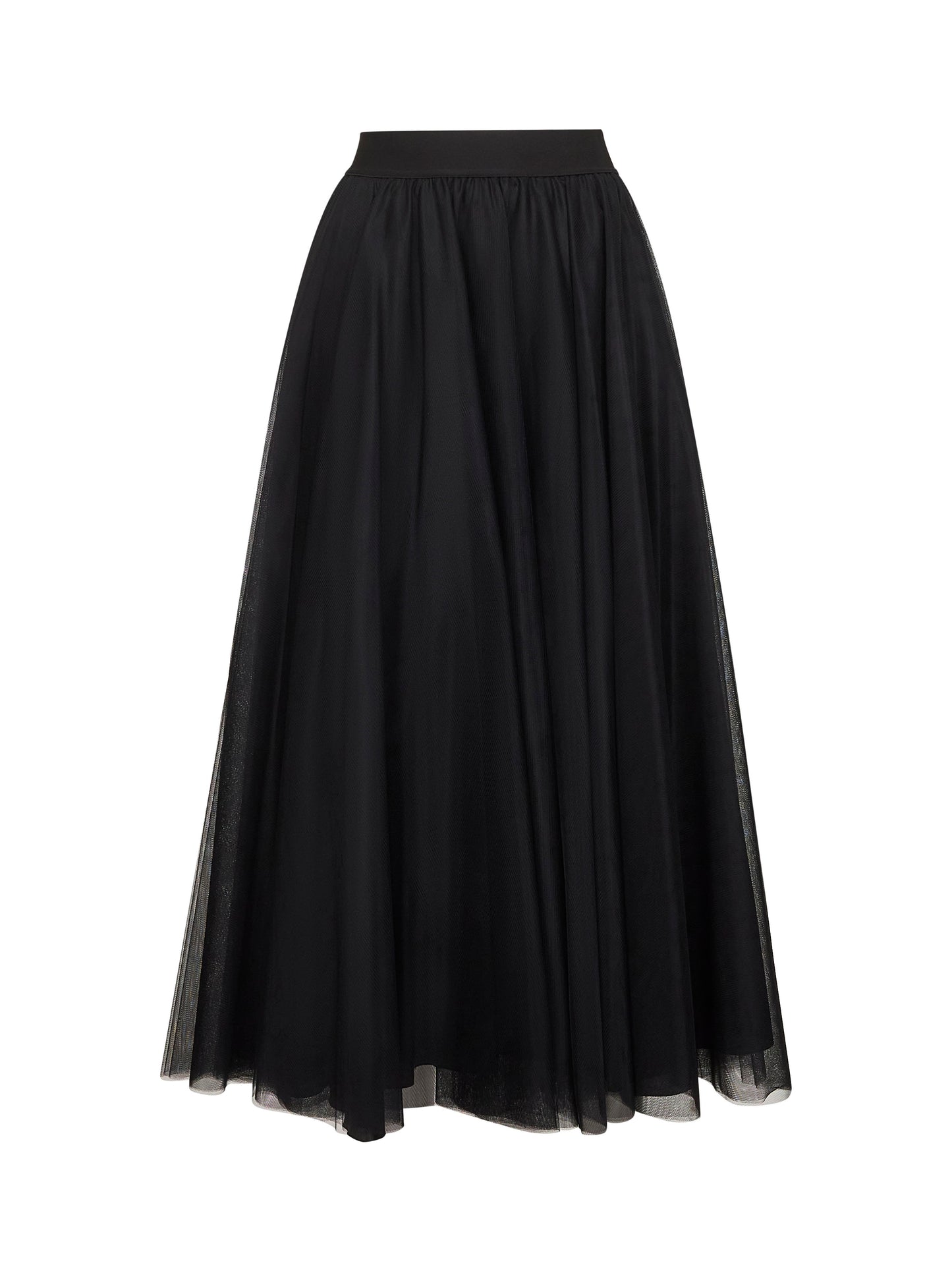 Gonna lunga ampia Gerby in tulle onice