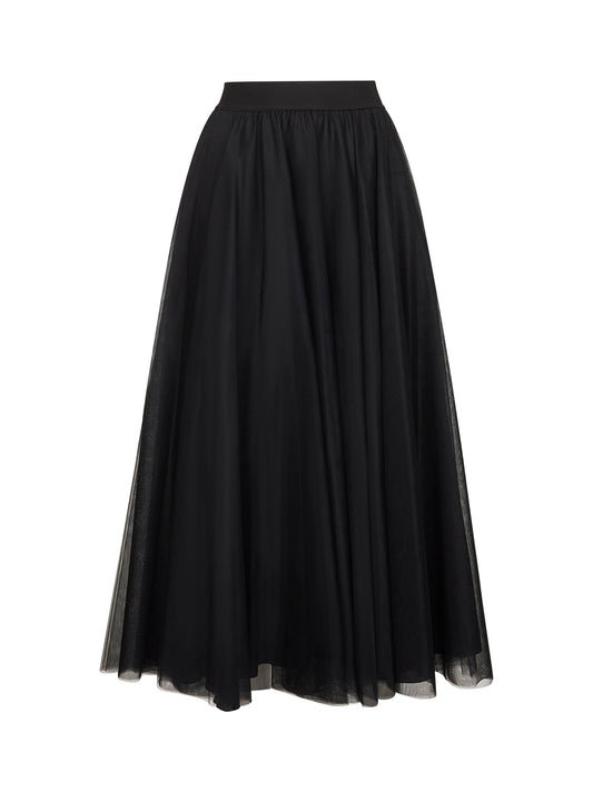 Gonna lunga ampia Gerby in tulle onice