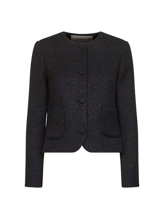 Onyx lamé bouclé Glinda jacket
