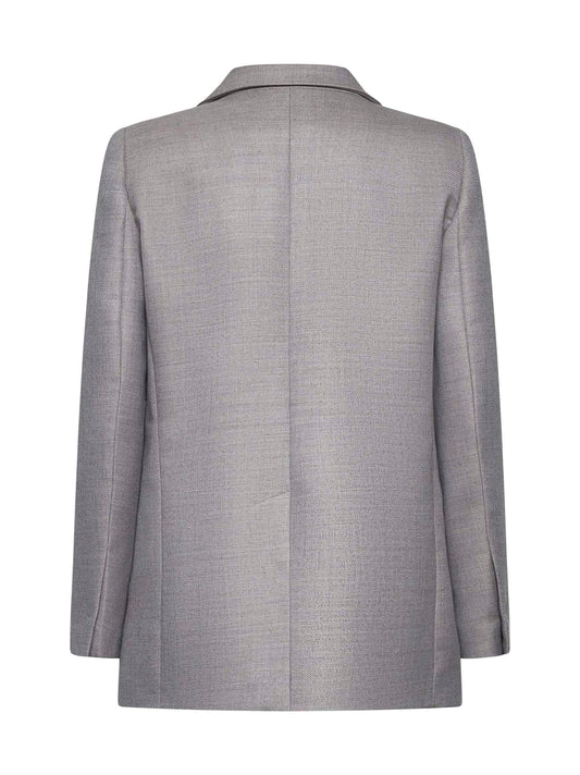 Taupe gabardine Gloxy double-breasted blazer