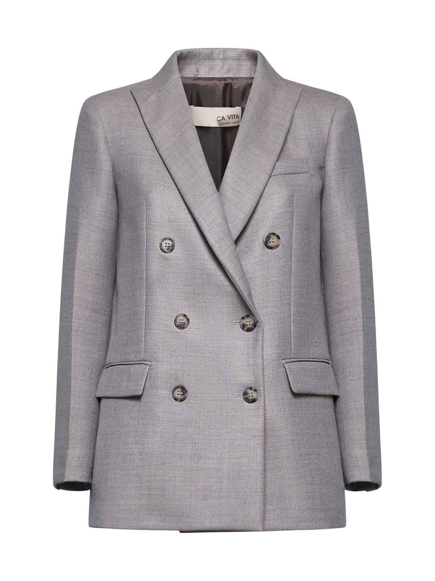 Taupe gabardine Gloxy double-breasted blazer