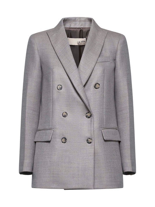 Taupe gabardine Gloxy double-breasted blazer