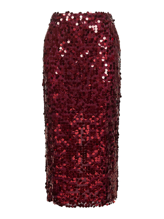 Gonna midi a matita Gralis in paillettes bordeaux