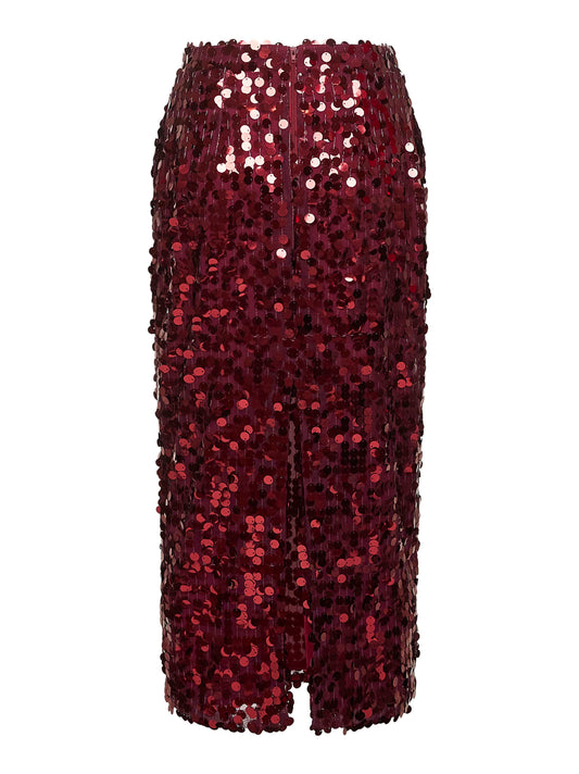 Gonna midi a matita Gralis in paillettes bordeaux