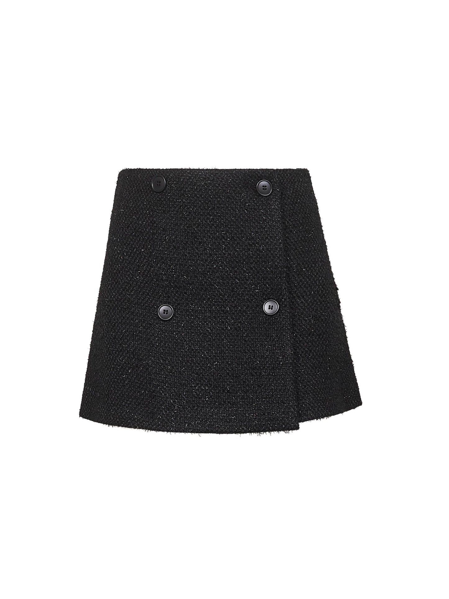 Minigonna Gunkan in bouclé lamé onice
