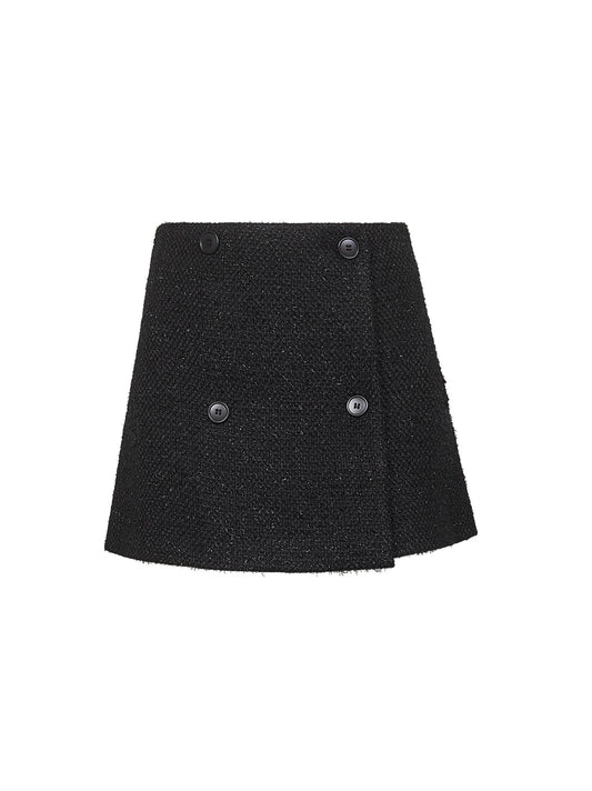 Onyx lamé bouclé Gunkan mini skirt