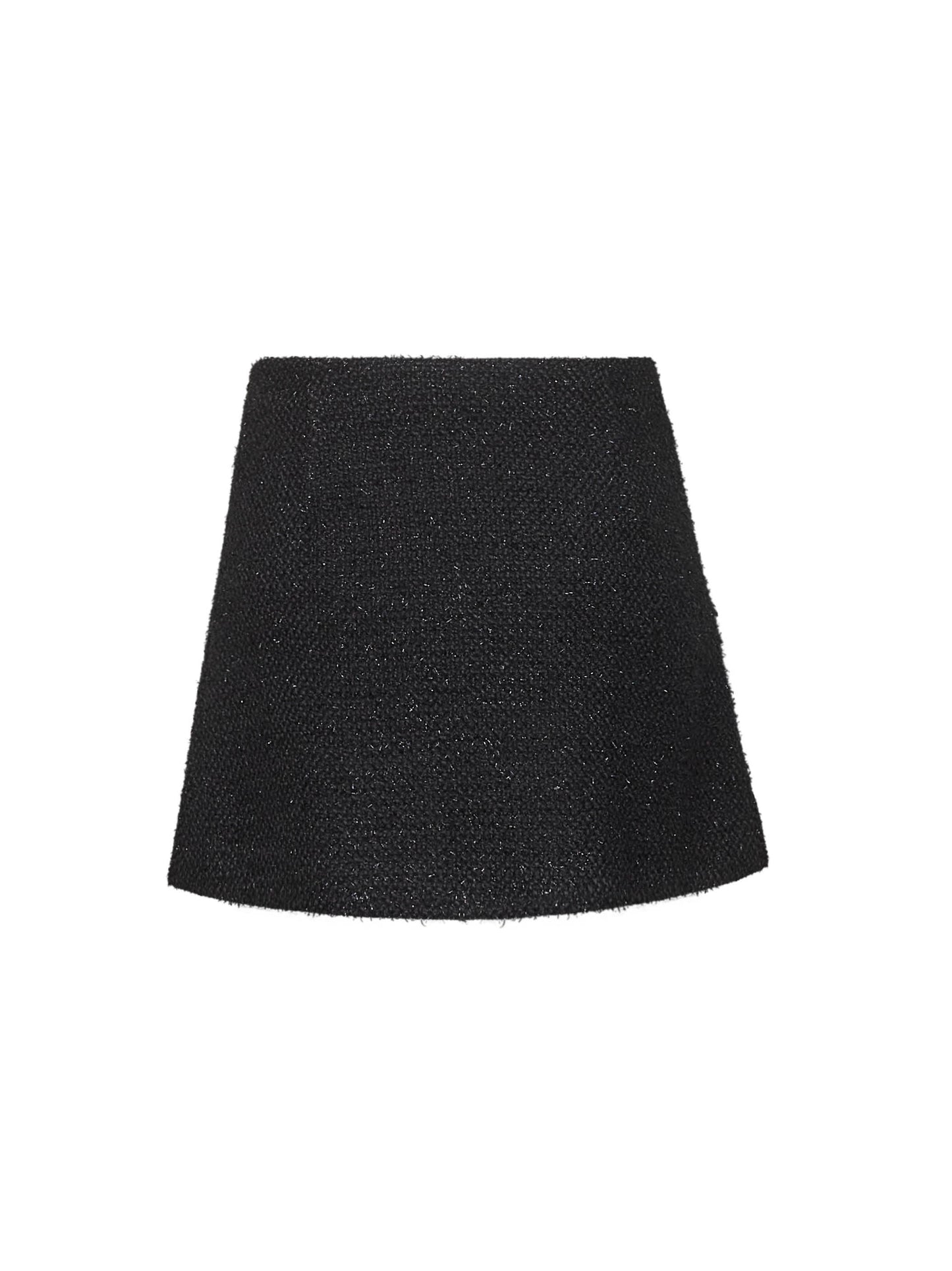 Minigonna Gunkan in bouclé lamé onice