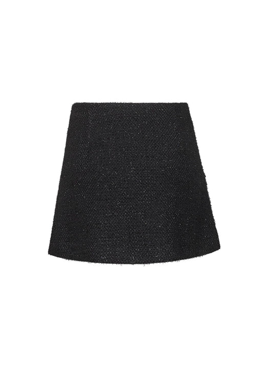 Onyx lamé bouclé Gunkan mini skirt