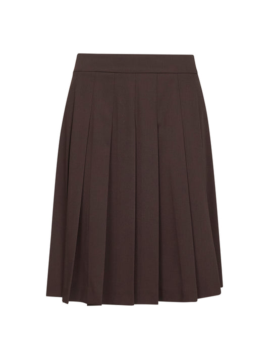 Gonna a pieghe Gymbe in tela stretch marrone