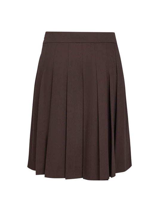 Gonna a pieghe Gymbe in tela stretch marrone