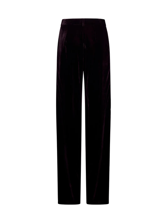 Pantaloni palazzo Pleio in gabardina bordeaux