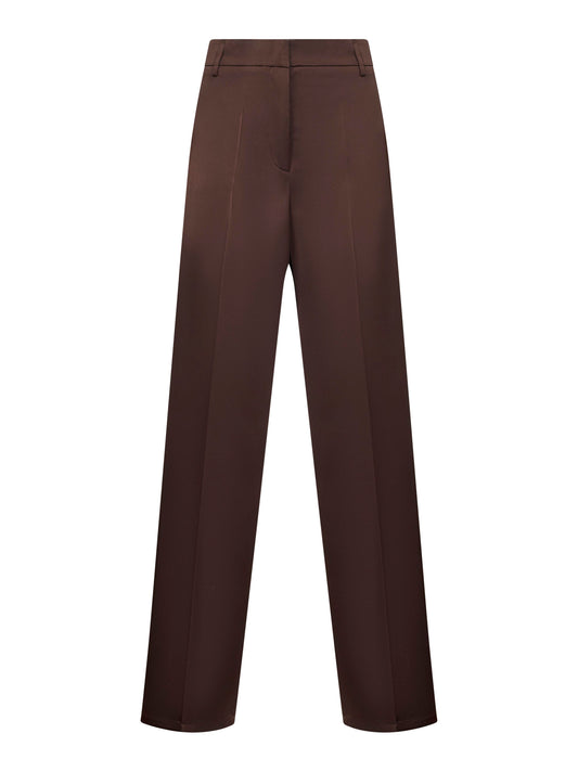 Coffee satin Plettro palazzo trousers