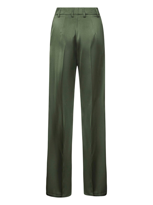 Green satin Plettro palazzo trousers
