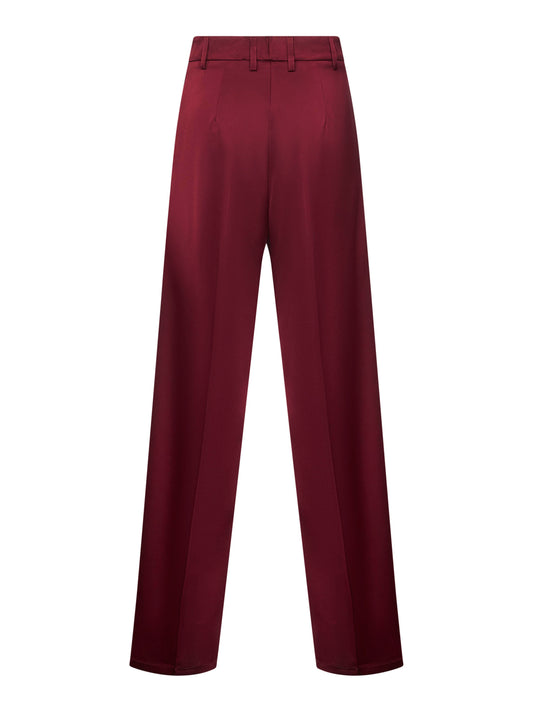 Burgundy satin Plettro palazzo trousers