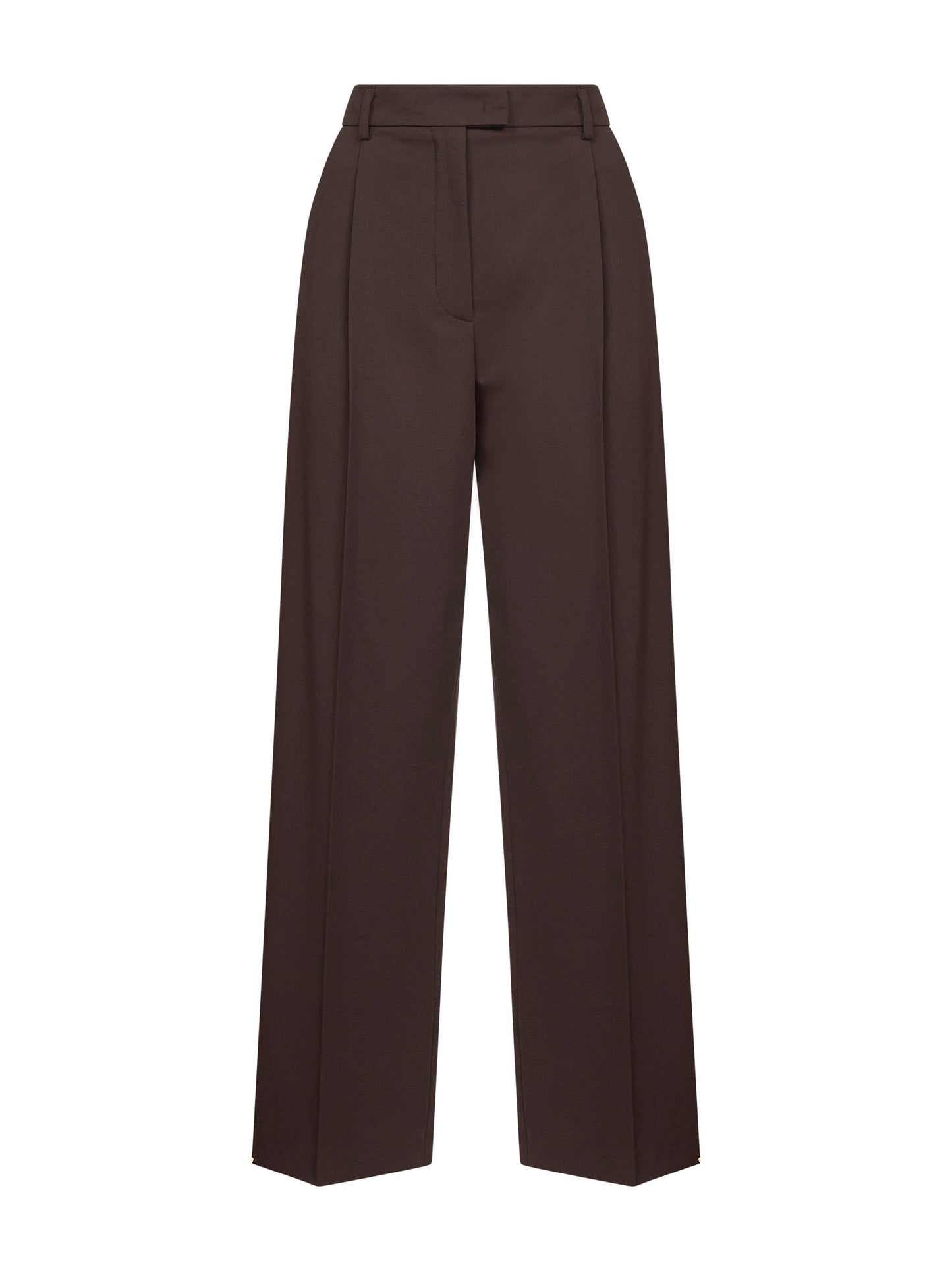 Brown stretch canvas Pulsa one-pleat trousers