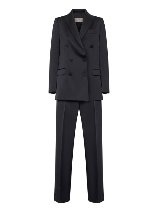 Midnight blue satin Telvera suit