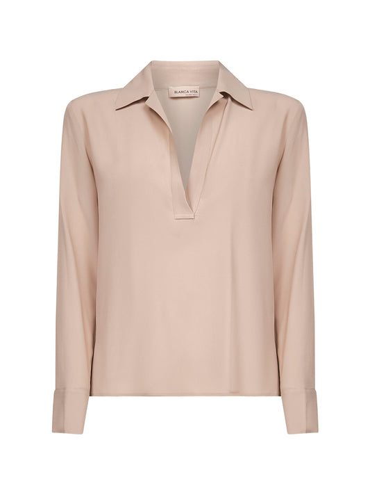 Blusa Toles in misto seta beige