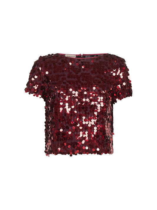 Burgundy sequins Tuvin cropped top