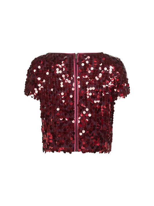 Burgundy sequins Tuvin cropped top