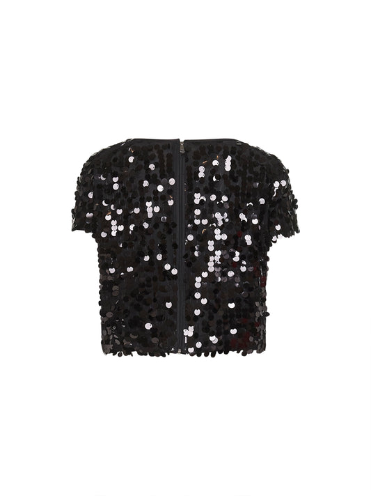 Onyx sequins Tuvin cropped top
