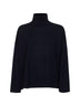 Maglia a collo alto in lana blu con ricamo