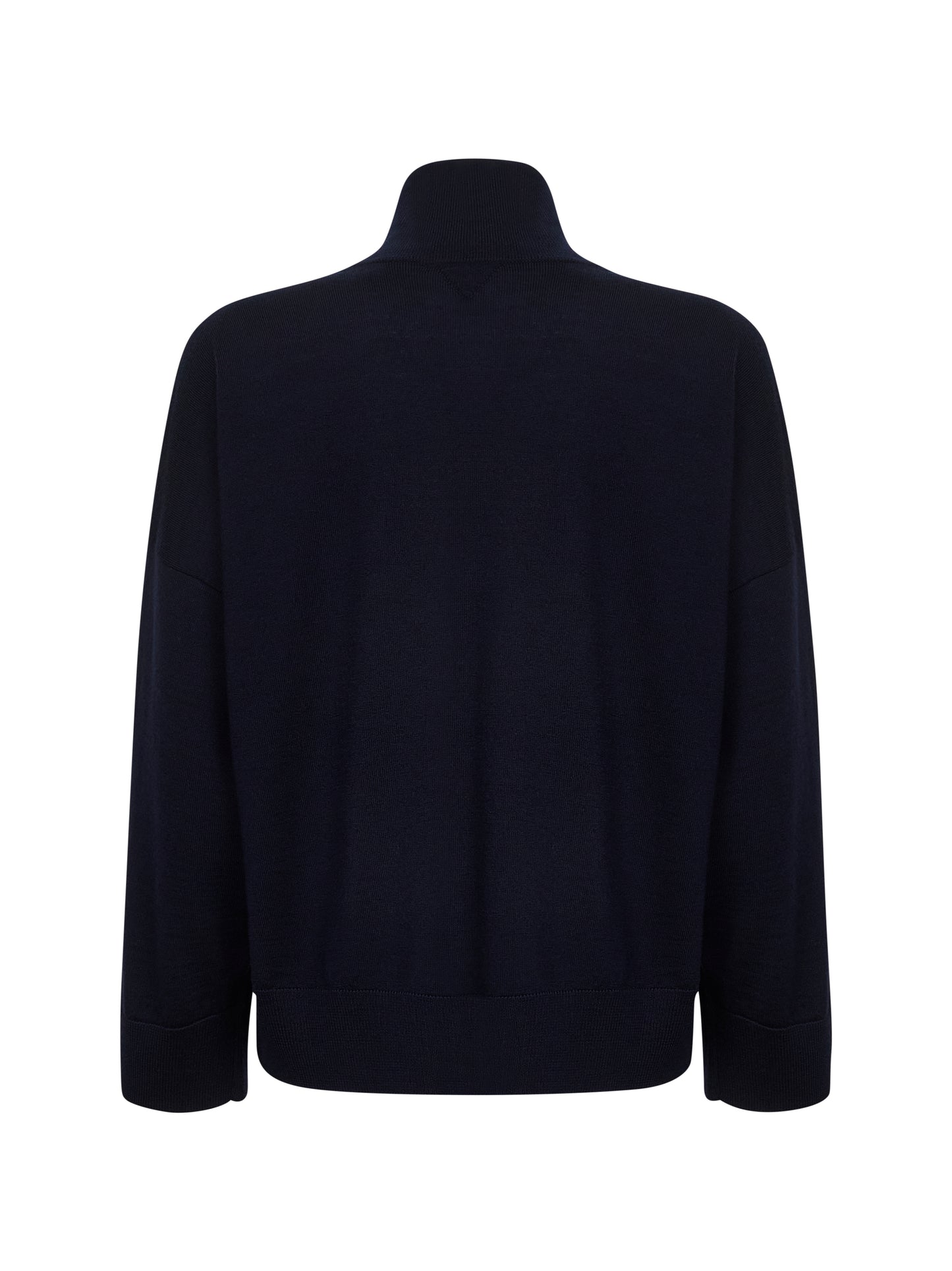 Maglia a collo alto in lana blu con ricamo