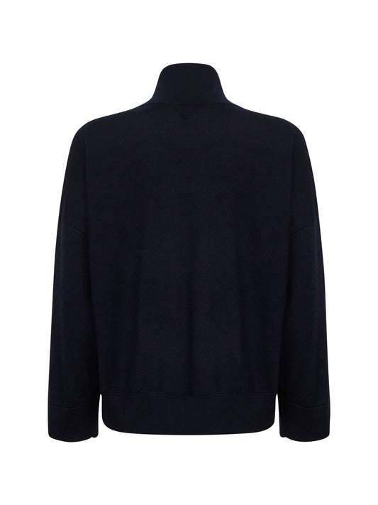 Blue wool embroidered turtleneck sweater