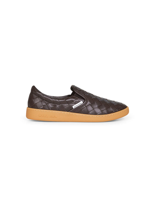 Brown Intrecciato leather Sawyer sneakers