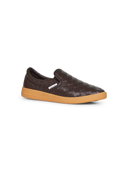 Brown Intrecciato leather Sawyer sneakers