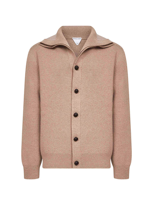 Beige compact wool cardigan