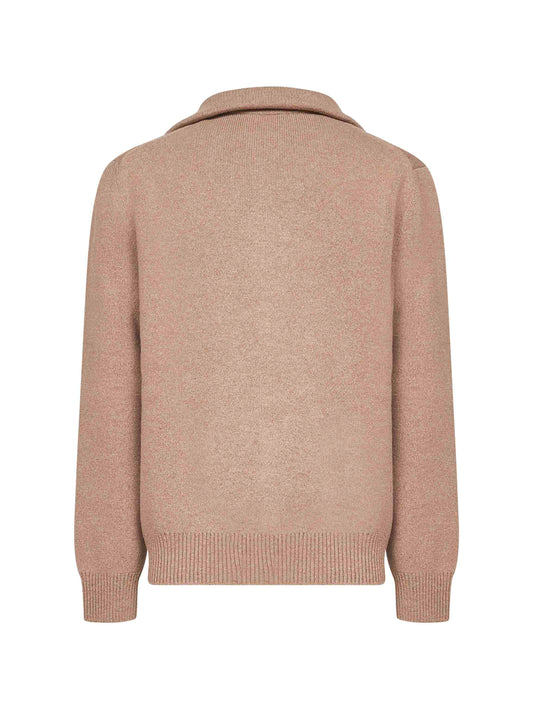 Beige compact wool cardigan