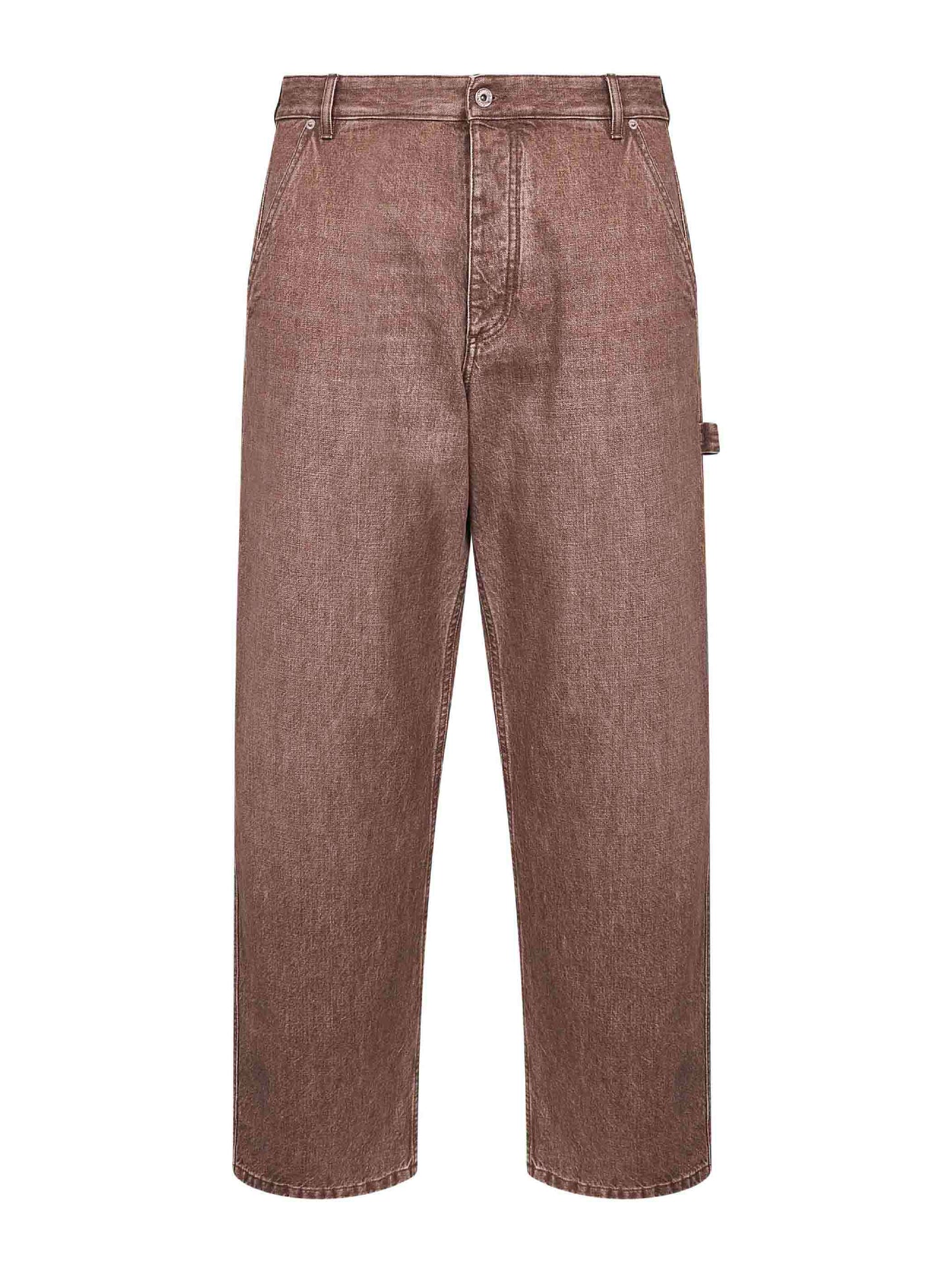 Brown washed denim cargo jeans
