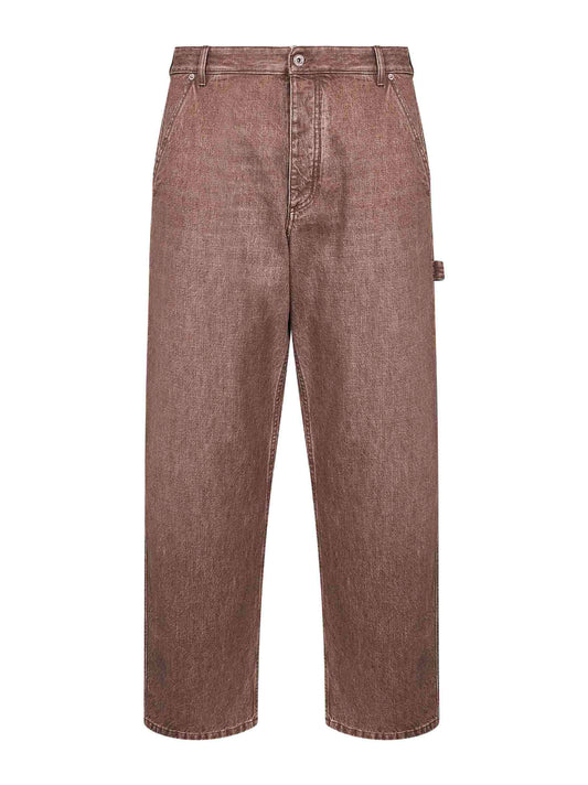 Brown washed denim cargo jeans