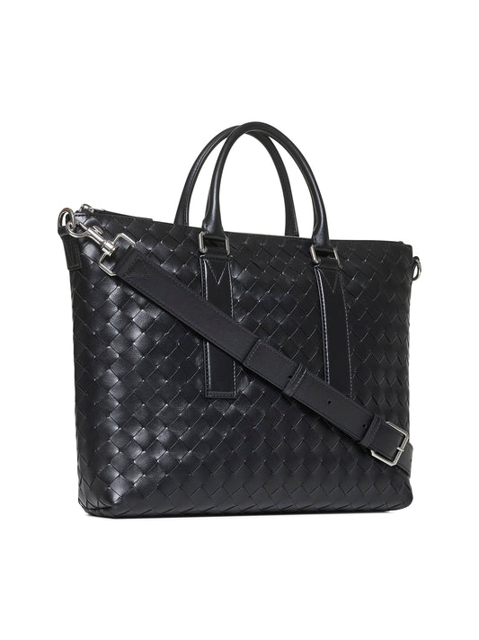 Black Intrecciato Soft Briefcase