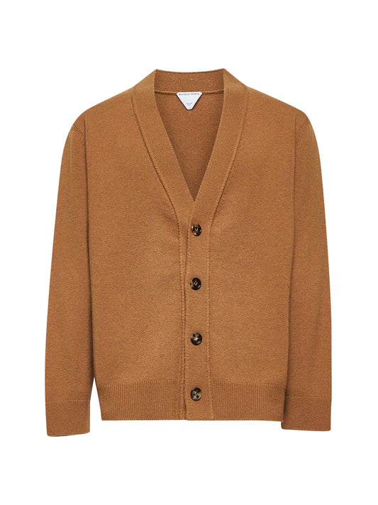 Brown Intrecciato patches cardigan