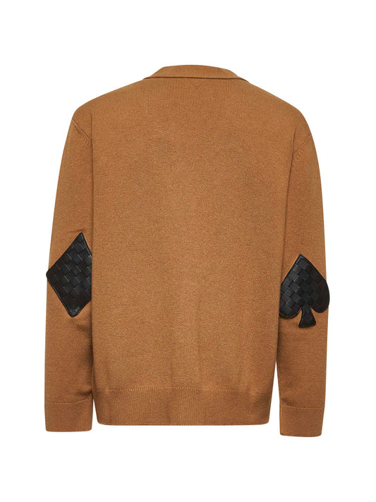 Brown Intrecciato patches cardigan