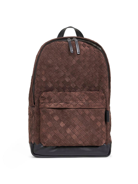 Brown Intrecciato suede backpack
