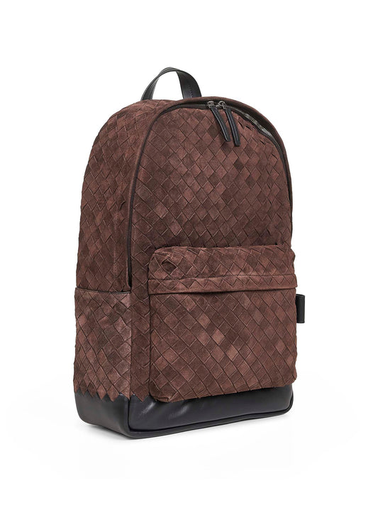 Brown Intrecciato suede backpack