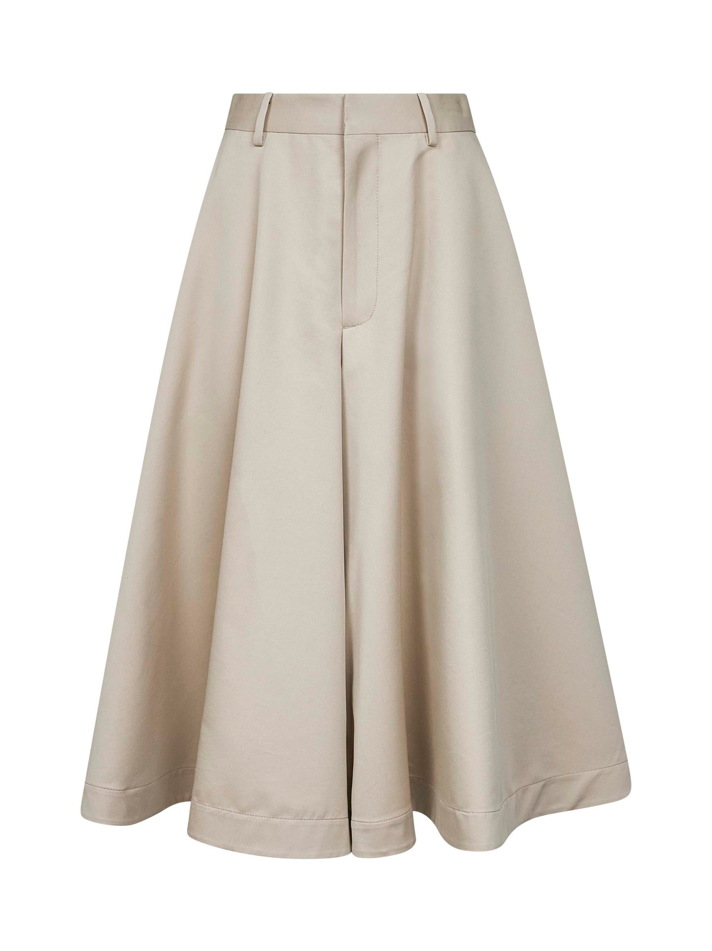 Beige cotton and silk twill culottes